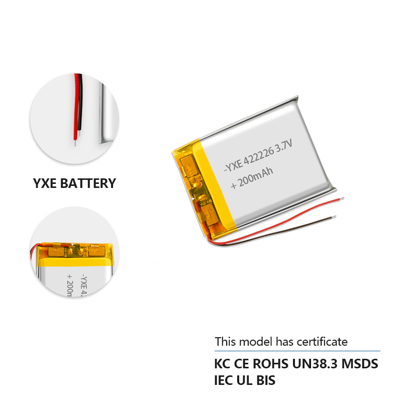 3.7 V Li-ion Battery 422226-200mah